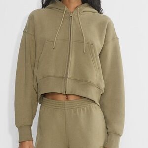 Aritzia Cropped Olive Green Hoodie